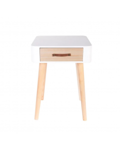 The Concept Factory 1 Drawer Bedside Retro MDF Wooden White 35 x 35 x 48 cm 