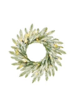 Black Box Trees Brewer Christmas Wreaths Frosted, Green Pre-Lit LED 45cm
