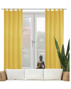 Wart Tab top Room Darkening pair of Curtains yellow Thermal chenille 245cm W x 270 cm D