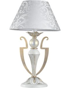 Maytoni Monile Table Lamp Gold with White Floral Fabric Shade    