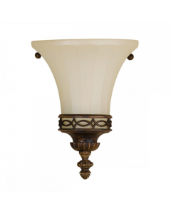 Elstead 1 Light Uplighter Wall Lamp With Glass Shade Natural Beige 