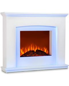 Klarstein Electric Fireplace with Fire Control, White L98,5 x H80 x D23,5 cm