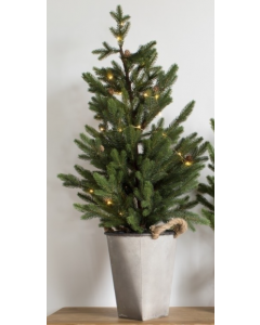 Gallery Direct Christmas Tree Pre-Lit Pine With Tin Tup in Metallic Pot, Green, 111cm H