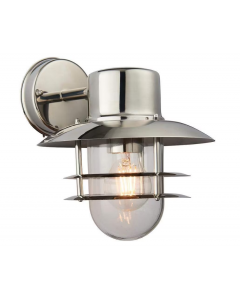 Endon Jenson 1 Light Outdoor Wall Light With Glass Shade IP44 40W Polished Stainless Steel