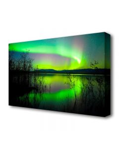 House Additions Green Northern Lights Universe Wrapped Canvas, 80 x 120 