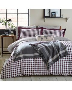 Peacock Blue Checked Duvet Cover Set Superking Mulberry Charcoal Polycotton 6ft 