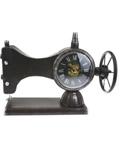 Hometime Mantel Clock Antique Style Sewing Machine Black