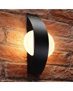 Auraglow Integrated Wall Light 11W LED Warm White Frosted Glass Black