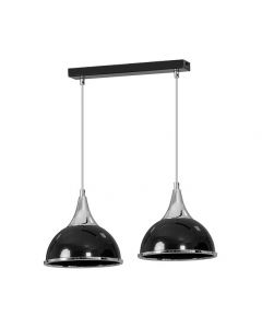 Emibig Polo 2-Lights Modern Ceiling Pendant, Black with Metal Shade H80 x W45 x D19 cm