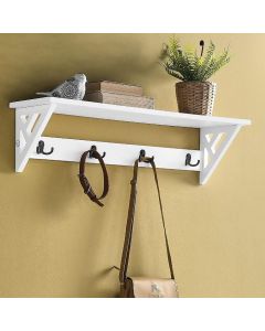 Alaterre Furniture Coventry Wood Coat Hook with Shelf in White