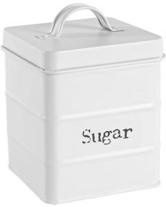 Harbour Housewares Kitchen Sugar Storage Canister Metal Matte White