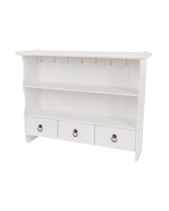 My Flair Marco Wall Mounted Storage Shelf with 7 Hooks MDF White