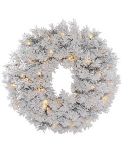 Vickerman 30" Floked Alaskan White Christmas Wreath with Warm White Dura LED Light