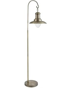 Searchlight Fisherman Floor Lamp Antique Brass Shade Glass 160 cm H