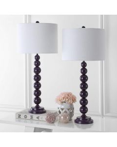 Safavieh Set of 2 Stacked Ball Table Lamp Purple with Off White Shade  