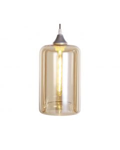 The Lighting Vault Pendant Cylinder Glass Lamp Shade Amber Brown