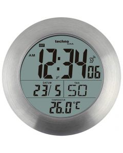 Technoline Round Radio Controlled Clock Sliver 5.4cm W x 17.2cm H x 5.4cm D