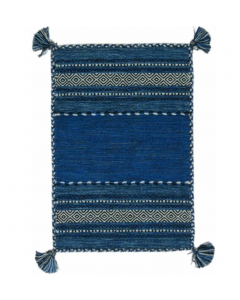 Navarro Handmade Kilim Area Rug 100% Cotton Blue 80 x 150cm 