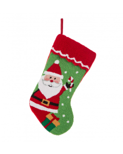 Glitzhome Christmas Décor Hooked Stocking Santa Claus Red