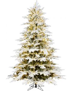 House Additions LuminTune Flocked Artificial Christmas Tree Green 7FT 