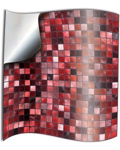 Tile Style Decals 24x Red Mosaic Wall Tile Stickers, 15cm x 15cm