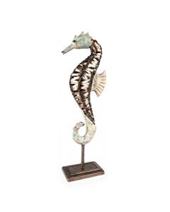 Pajoma Home Vintage Seahorse Figurine Metal, Brown Silver L 13 x W 8 x H 40 cm