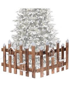 URBN Living Christmas Tree Skirt Stand Rustic Wooden Snow Fence With 30 LED Lights 