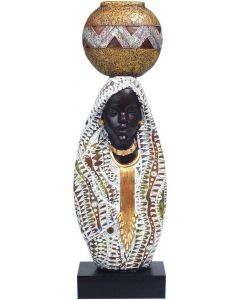 SIGRIS African Ornament Ethnic Style African Figures Main Resin Brown Gold 46cm H