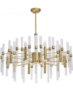 MW-Light Modern 10 Light Glass Ceiling Pendant Chandelier, Gold Brass 