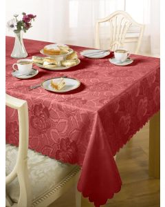 Diana Cowpe Set of 9 Pieces Tablecloth with Napkin Damask Rose Wine Red  160x220cm