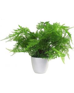 Leaf Artificial Plant 30 cm with Pot White Lady Fern (Athyrium Filix-Femina)