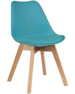 Mmilo Tulip Dining Chair Office Solid legs Padded Designer, Ocean Blue