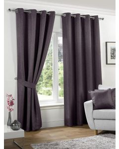 K LIVING Neva Eyelet Fully Lined Blackout Curtains Aubergine Purple 165cm W x 137cm D