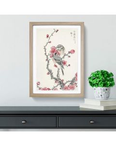 Big Box Art Birds Upon a Plum Tree by Numata Kashu Framed Wall Art Pink Black A2