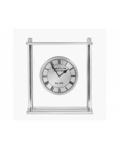 Pacific Square Framed Standing Table Clock Silver   