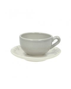 Algarve Set of 4 Coffee Cups Mug with Saucers in Grey