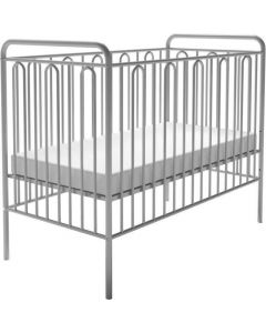 Polini Vintage Metal Baby Cot Bed Silver Grey 120 x 60cm