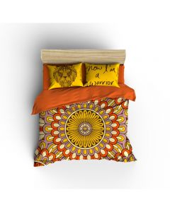 HelenGeorge Warrior Duvet Cover Set, King 5 ft Cotton Sateen Orange Yellow