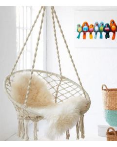 Schneider Hanging Rope Swing Chair, Natural Beige H125 x W80 x D80cm