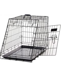 Pawhut Folding Metal Dog Transport Cage Removeble Tray, Black H55 x W48 x L76cm