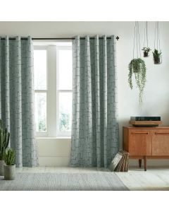 Missprint Designer Little Trees Lined Eyelet Curtains Duckegg Green W 117cm X D 137cm