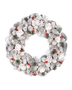 Dibor Handmade Christmas Pine Cone Wreath White 40 cm  