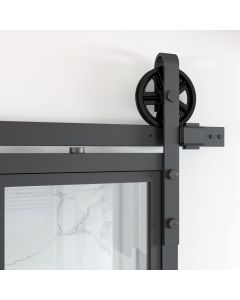 House Additions Sliding Door Wheel Frame Hardware Kit, Black Metal, 2M