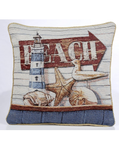 House Additions Beach Tapestry Cushion Cover Blue and Red 45 x 45 cm