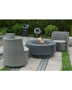 Elementi Outdoor Garden Ross Round Propane Fire Pit Table Concrete Grey 