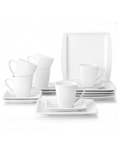 Malacasa Blance 18 Pieces Coffee Tea Set Service for 6 Porcelain White