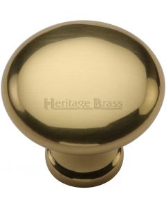 Heritage Brass Cabinet Knob Victorian Round Design 32mm Polished Brass Finish