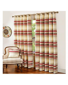 Scatter Box Casino Stripe Embroidered Lined Eyelet Curtains, Red, 90"x90" (229x229cm)
