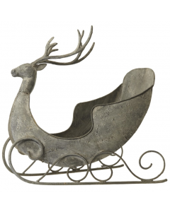 Heaven Sends Christmas Reindeer Sleigh Galvanized Metal Grey 