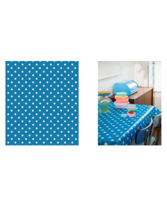 Lola with love, Lollipop Oilcloth/Tablecloth, Blue Polkadot, 140 x 200cm